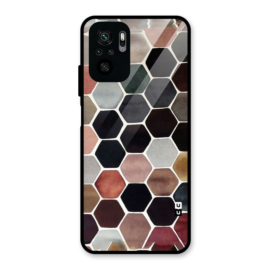 Elite Pastel Hexagons Glass Back Case for Redmi Note 10S