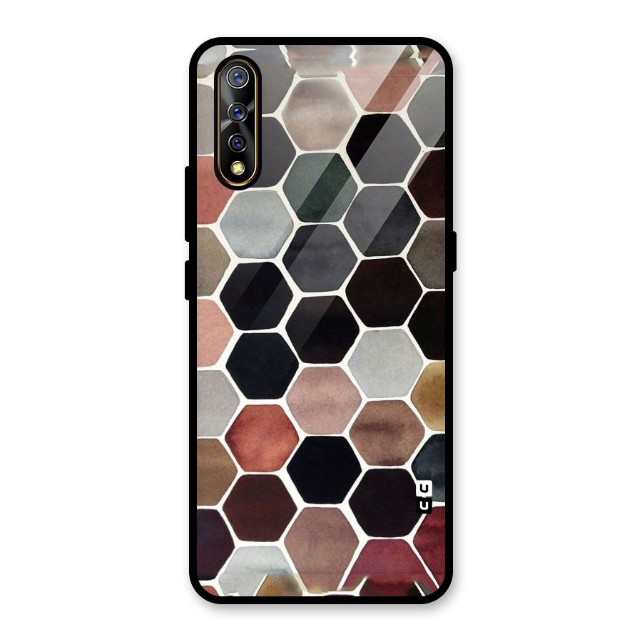 Elite Pastel Hexagons Glass Back Case for Vivo S1