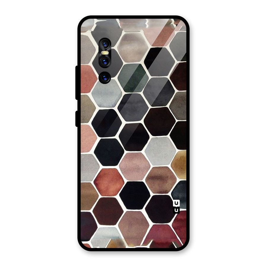 Elite Pastel Hexagons Glass Back Case for Vivo V15 Pro