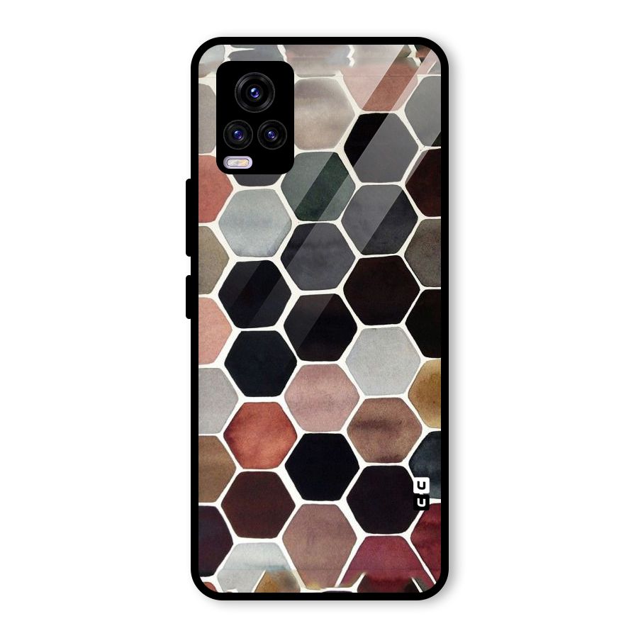 Elite Pastel Hexagons Glass Back Case for Vivo V20
