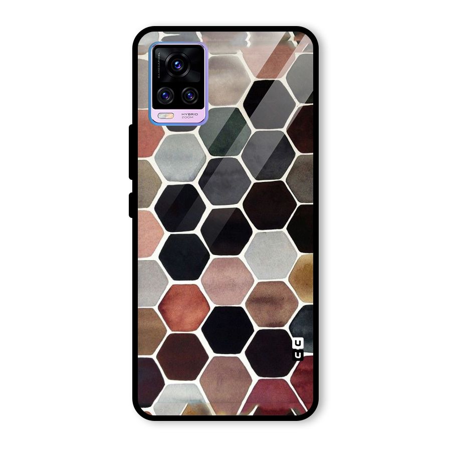 Elite Pastel Hexagons Glass Back Case for Vivo V20 Pro