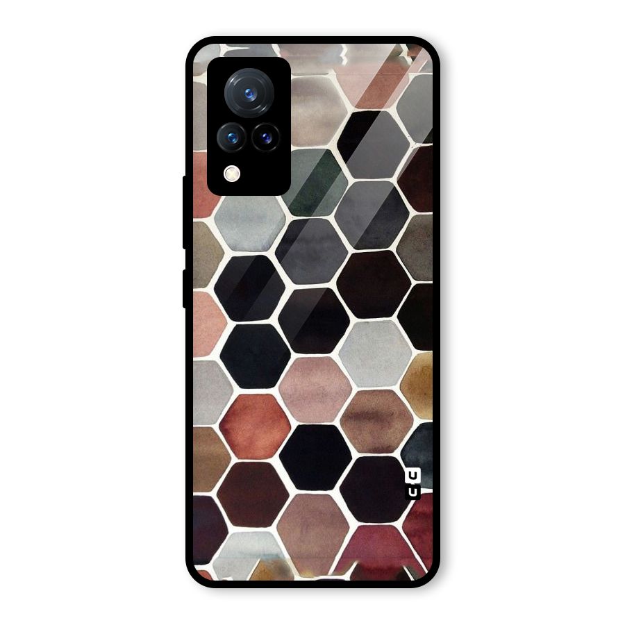 Elite Pastel Hexagons Glass Back Case for Vivo V21 5G