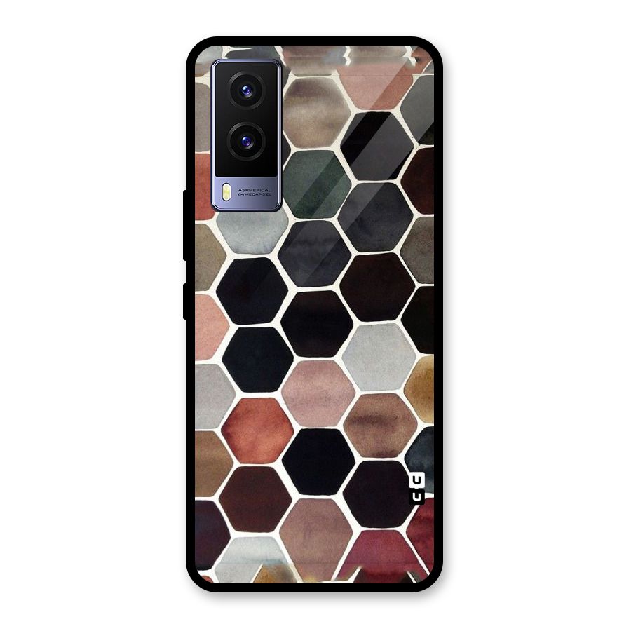 Elite Pastel Hexagons Glass Back Case for Vivo V21e 5G