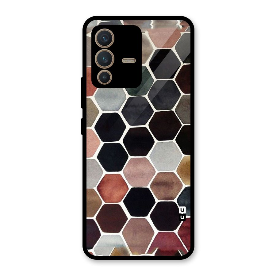 Elite Pastel Hexagons Glass Back Case for Vivo V23 5G