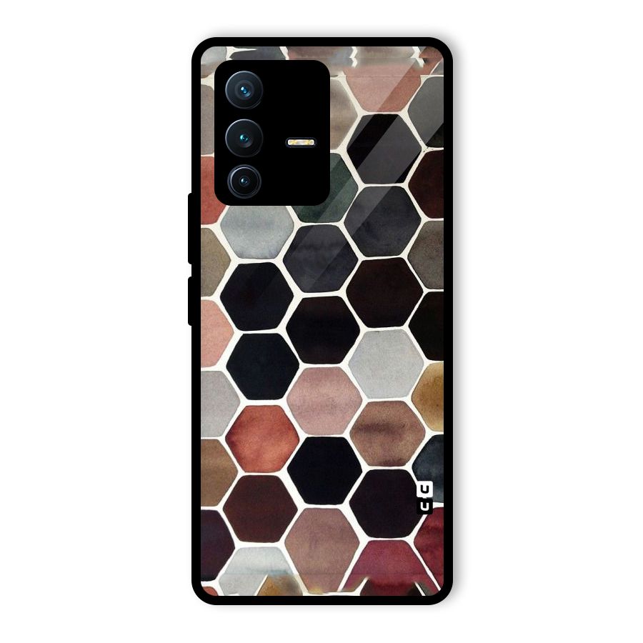 Elite Pastel Hexagons Glass Back Case for Vivo V23 Pro
