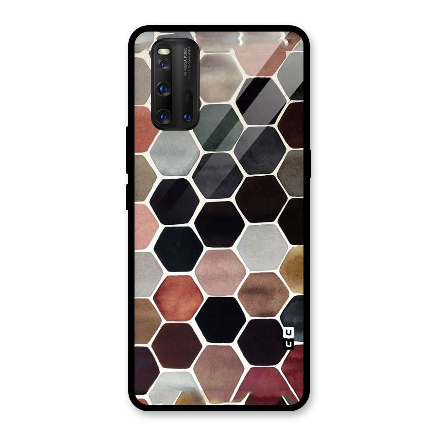 Elite Pastel Hexagons Glass Back Case for Vivo iQOO 3