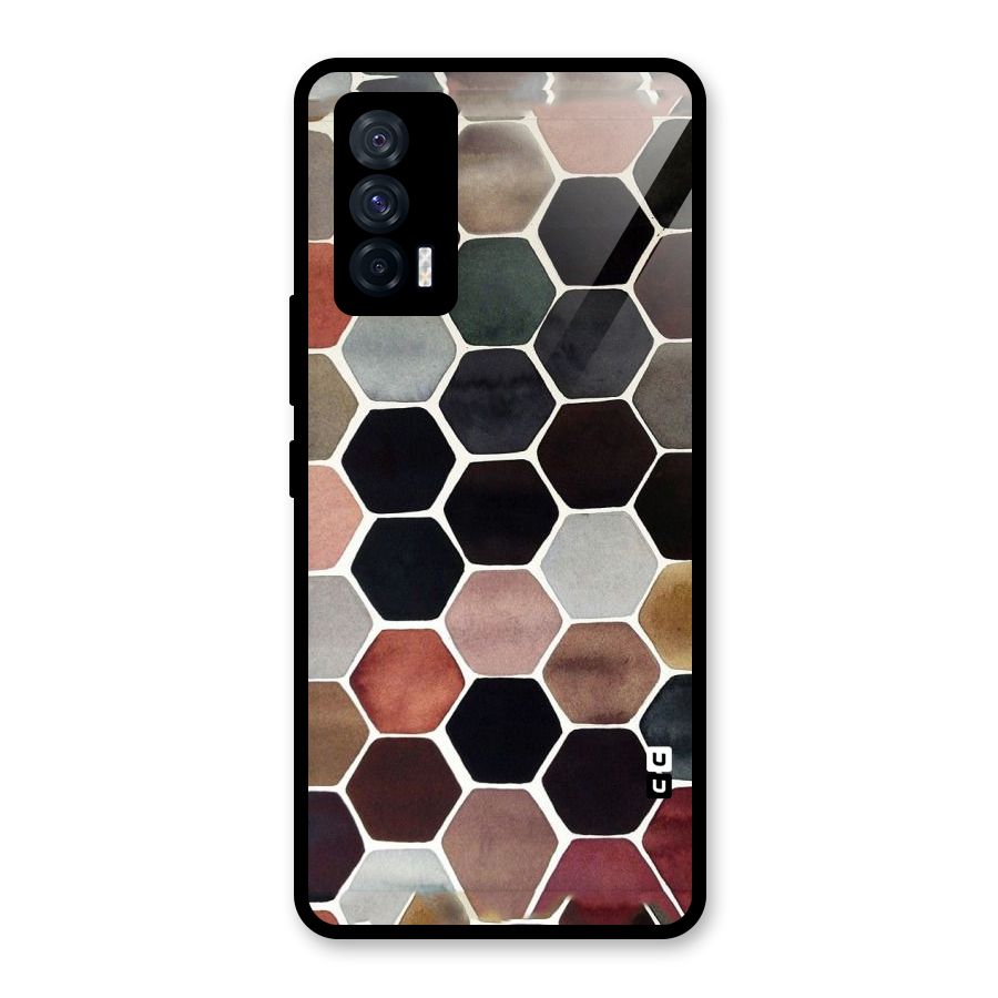 Elite Pastel Hexagons Glass Back Case for Vivo iQOO 7 5G