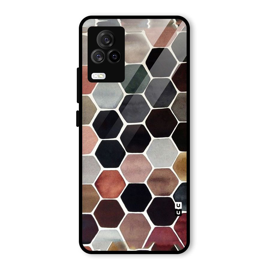 Elite Pastel Hexagons Glass Back Case for Vivo iQOO 7 Legend 5G
