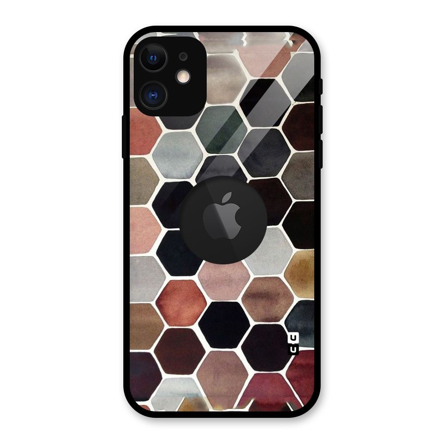 Elite Pastel Hexagons Glass Back Case for iPhone 11 Logo Cut