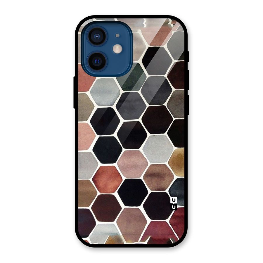 Elite Pastel Hexagons Glass Back Case for iPhone 12 Mini