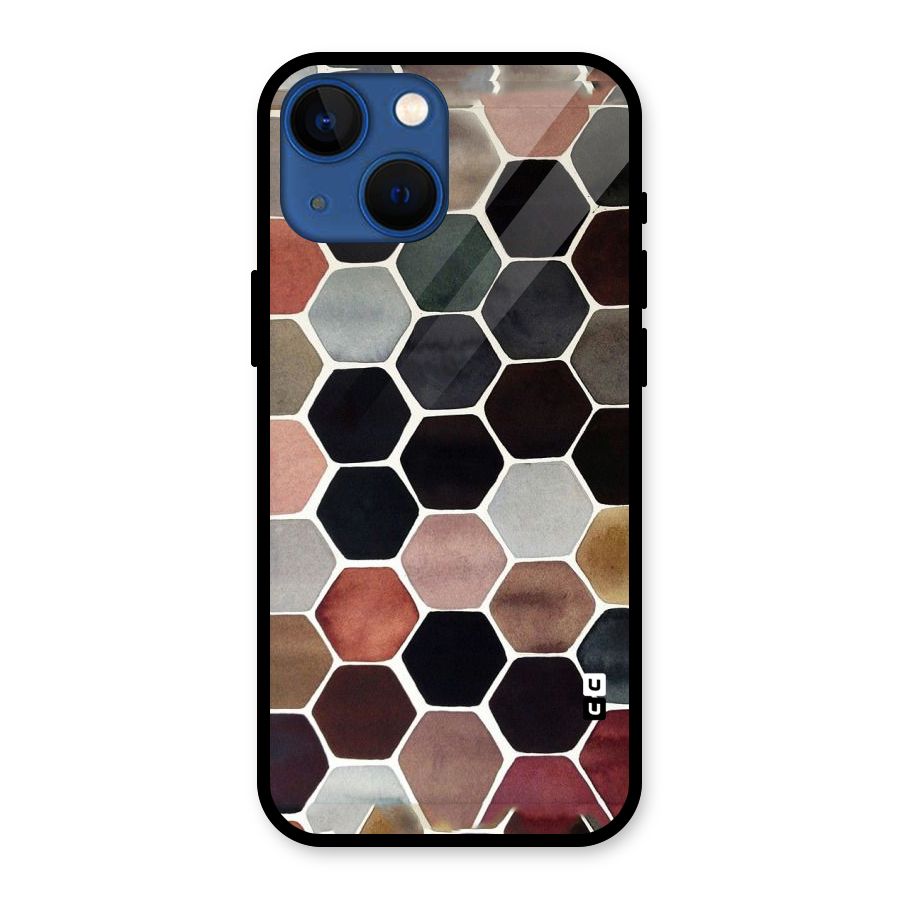 Elite Pastel Hexagons Glass Back Case for iPhone 13 Mini