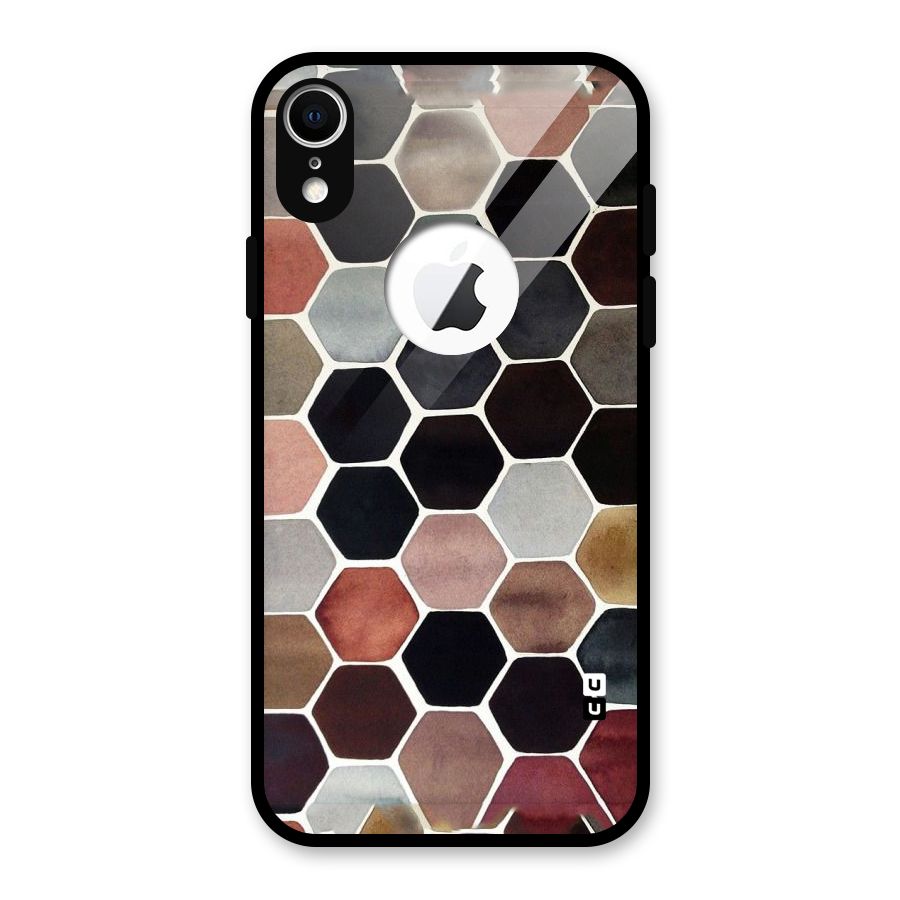 Elite Pastel Hexagons Glass Back Case for iPhone XR Logo Cut