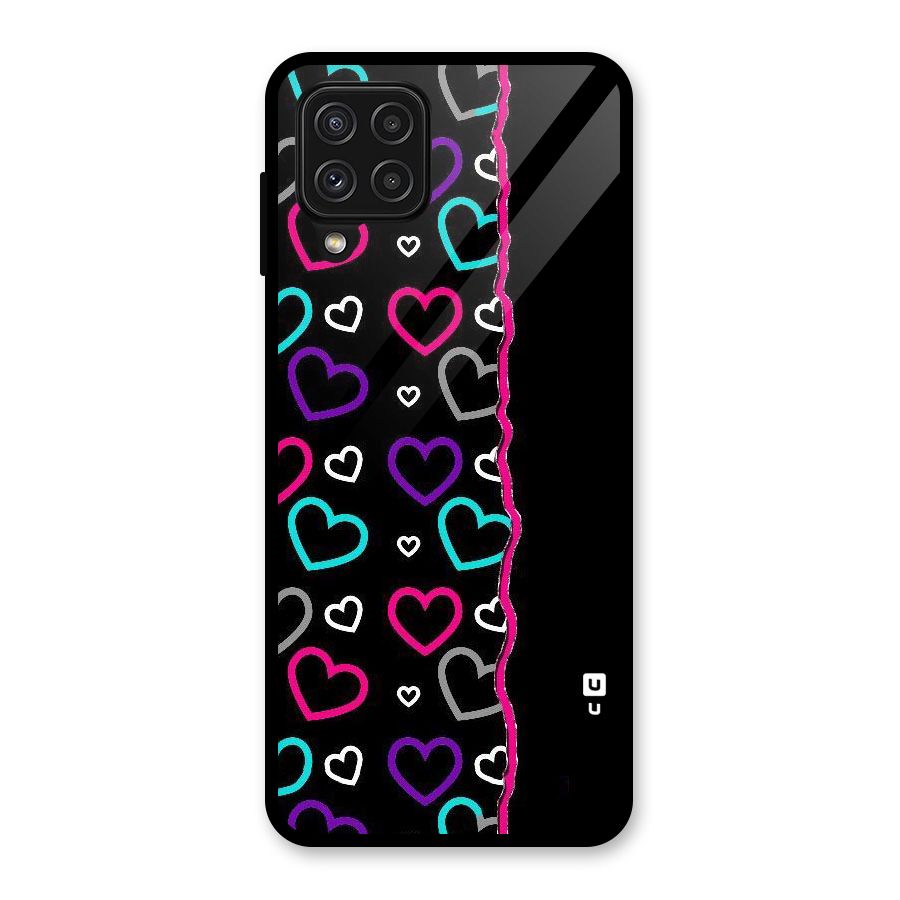Empty Hearts Glass Back Case for Galaxy A22 4G