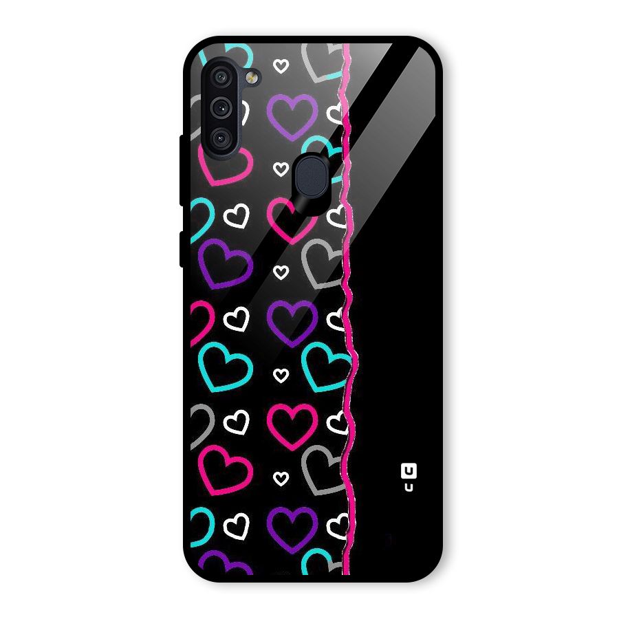 Empty Hearts Glass Back Case for Galaxy M11