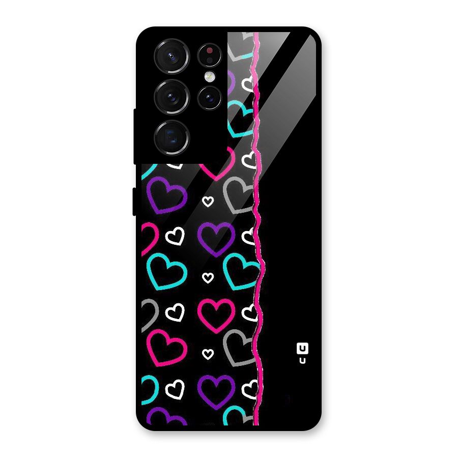Empty Hearts Glass Back Case for Galaxy S21 Ultra 5G
