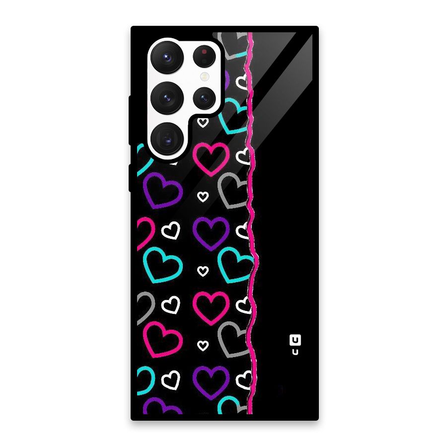Empty Hearts Glass Back Case for Galaxy S22 Ultra 5G