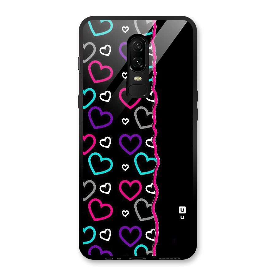 Empty Hearts Glass Back Case for OnePlus 6