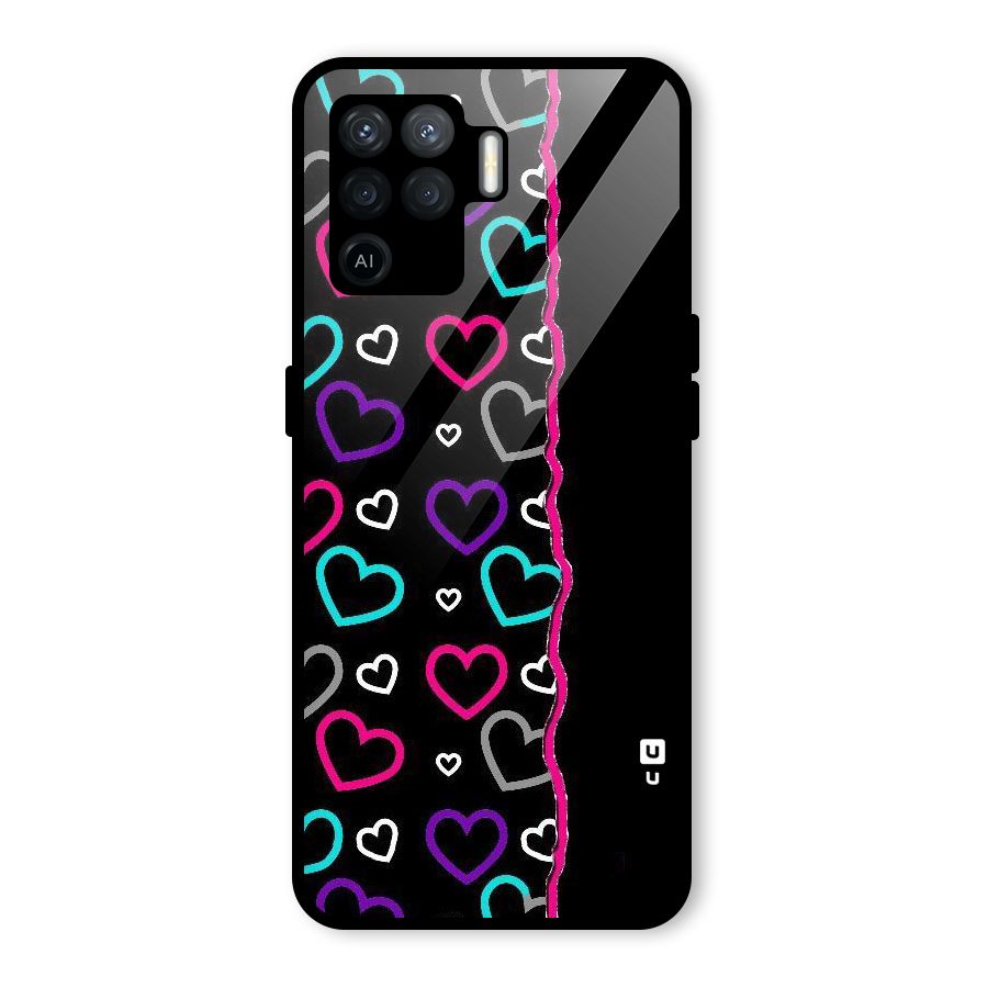 Empty Hearts Glass Back Case for Oppo F19 Pro