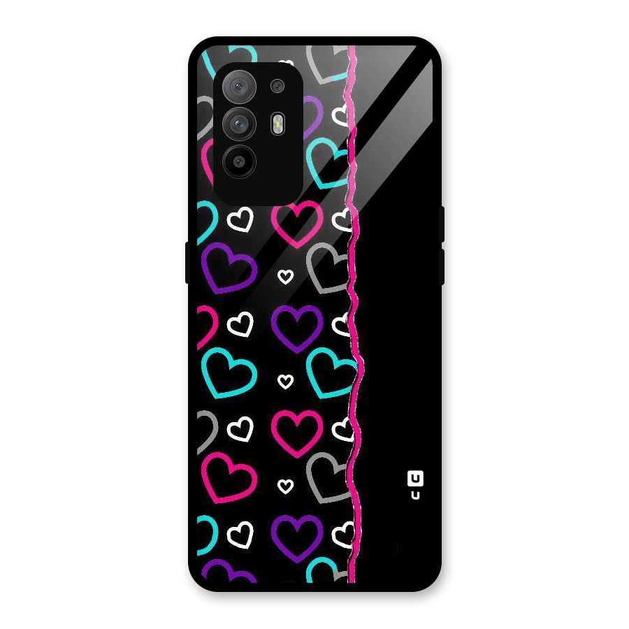 Empty Hearts Glass Back Case for Oppo F19 Pro Plus 5G