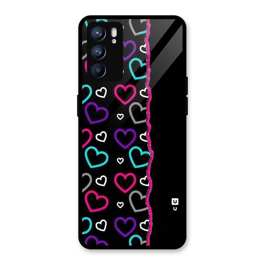 Empty Hearts Glass Back Case for Oppo Reno6 5G