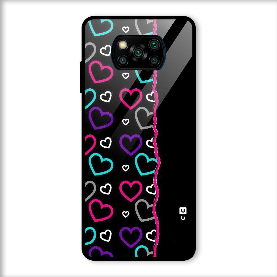 Empty Hearts Glass Back Case for Poco X3