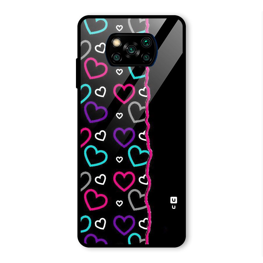 Empty Hearts Glass Back Case for Poco X3 Pro