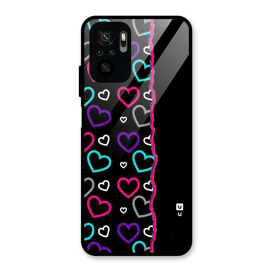 Empty Hearts Glass Back Case for Redmi Note 10S