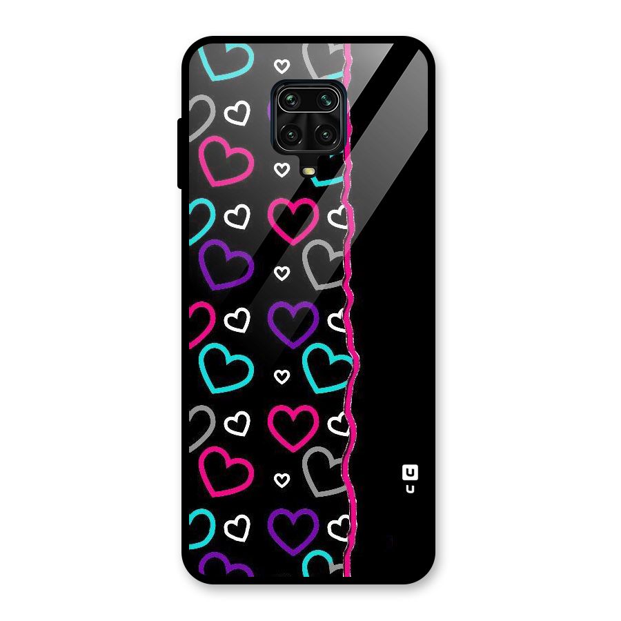 Empty Hearts Glass Back Case for Redmi Note 9 Pro