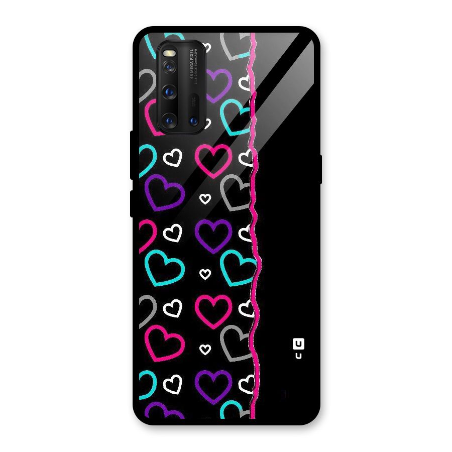 Empty Hearts Glass Back Case for Vivo iQOO 3