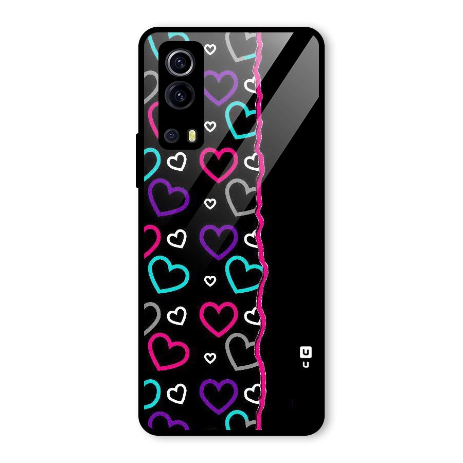 Empty Hearts Glass Back Case for Vivo iQOO Z3