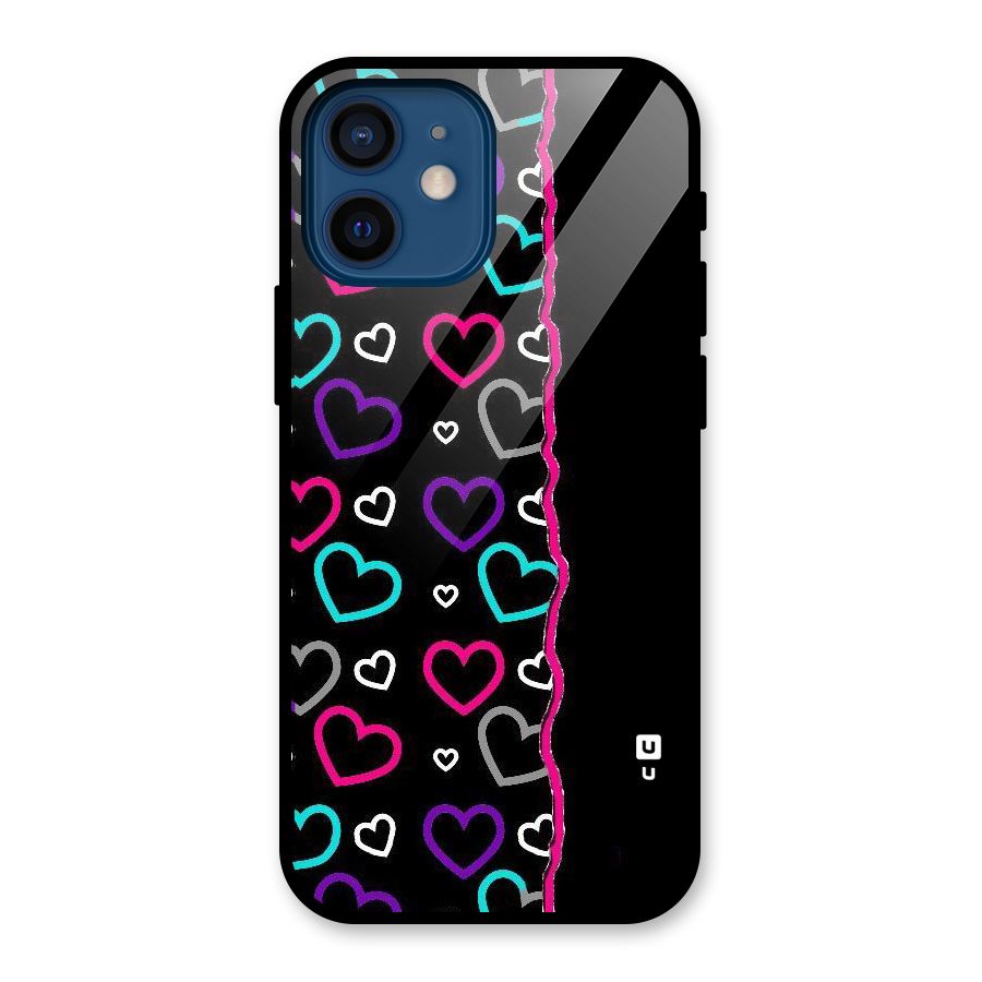 Empty Hearts Glass Back Case for iPhone 12 Mini