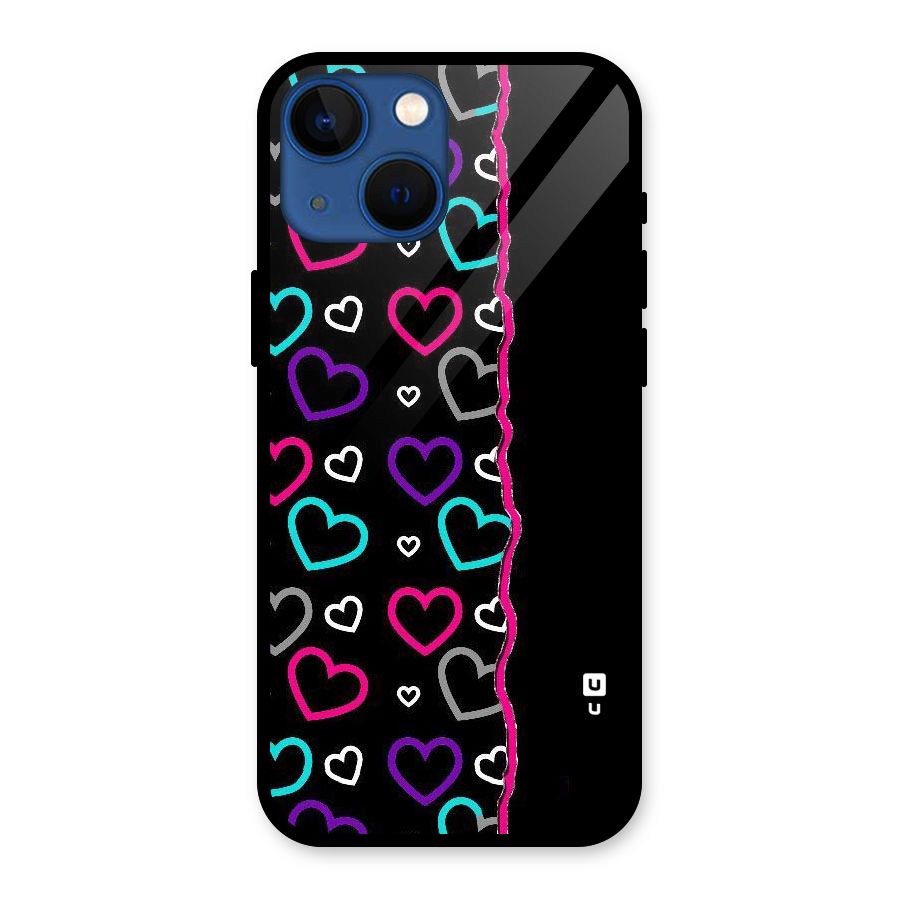Empty Hearts Glass Back Case for iPhone 13 Mini