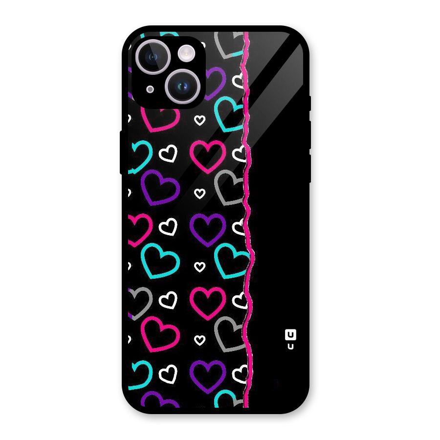 Empty Hearts Glass Back Case for iPhone 14 Plus