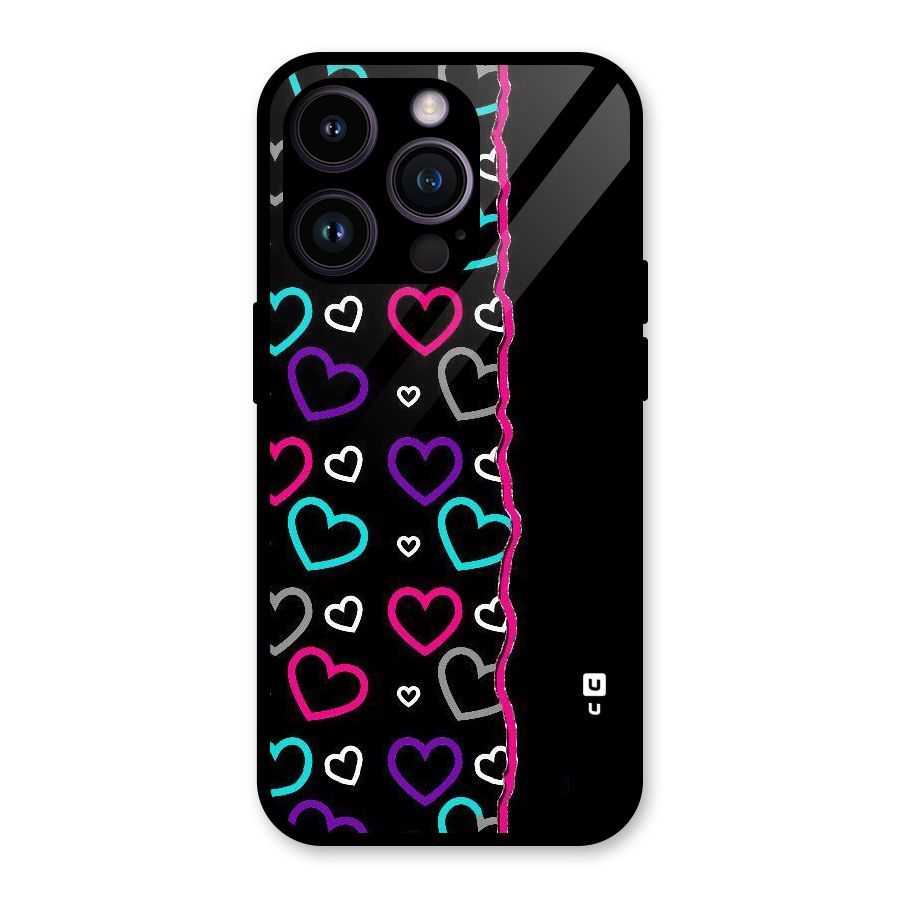 Empty Hearts Glass Back Case for iPhone 14 Pro