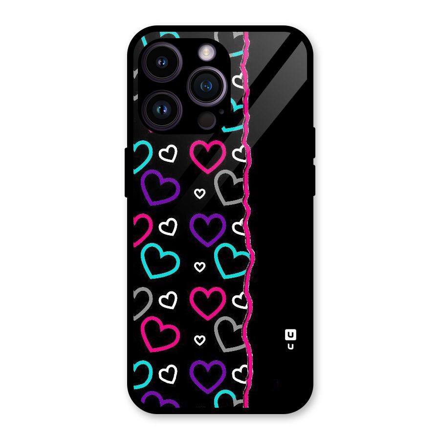 Empty Hearts Glass Back Case for iPhone 14 Pro Max