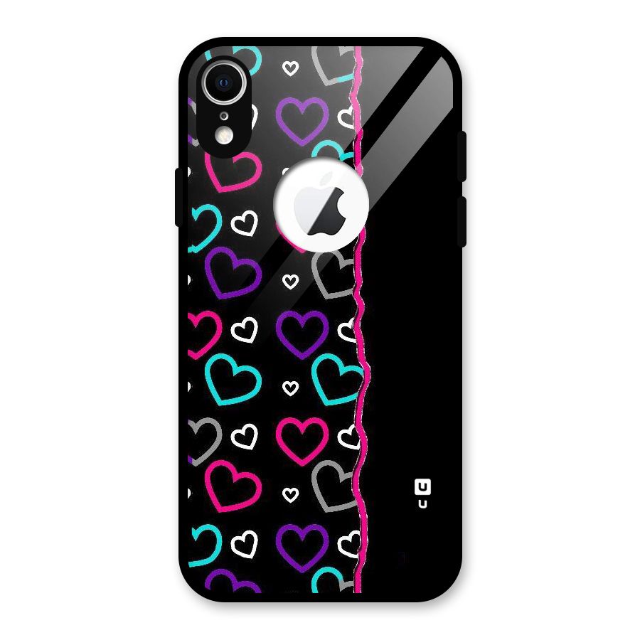 Empty Hearts Glass Back Case for iPhone XR Logo Cut