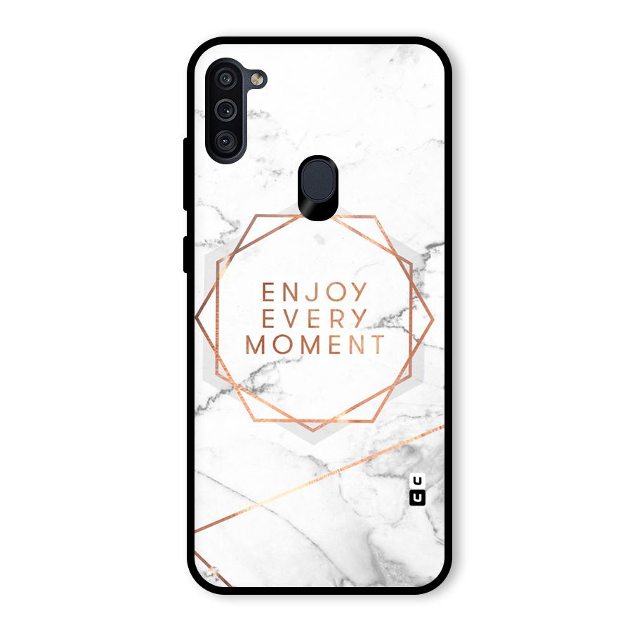 Enjoy Every Moment Glass Back Case for Galaxy M11