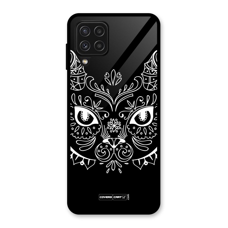 Ethnic Cat Design Glass Back Case for Galaxy A22 4G