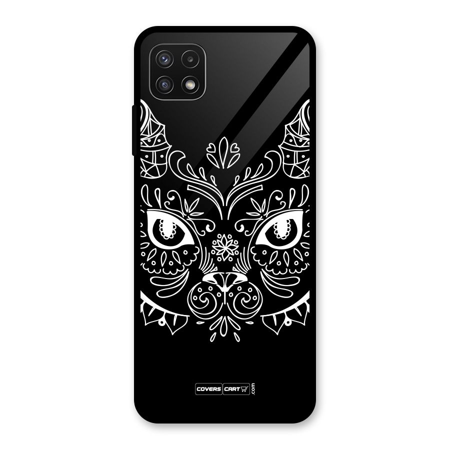 Ethnic Cat Design Glass Back Case for Galaxy A22 5G