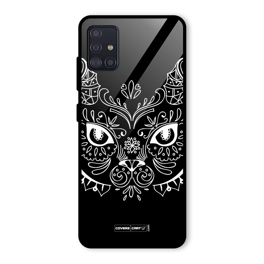 Ethnic Cat Design Glass Back Case for Galaxy A51