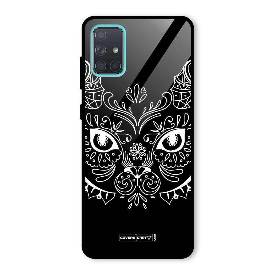 Ethnic Cat Design Glass Back Case for Galaxy A71