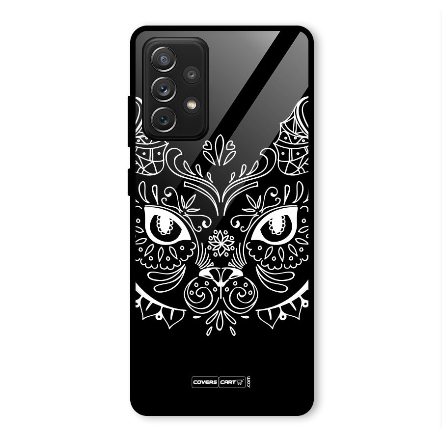 Ethnic Cat Design Glass Back Case for Galaxy A72