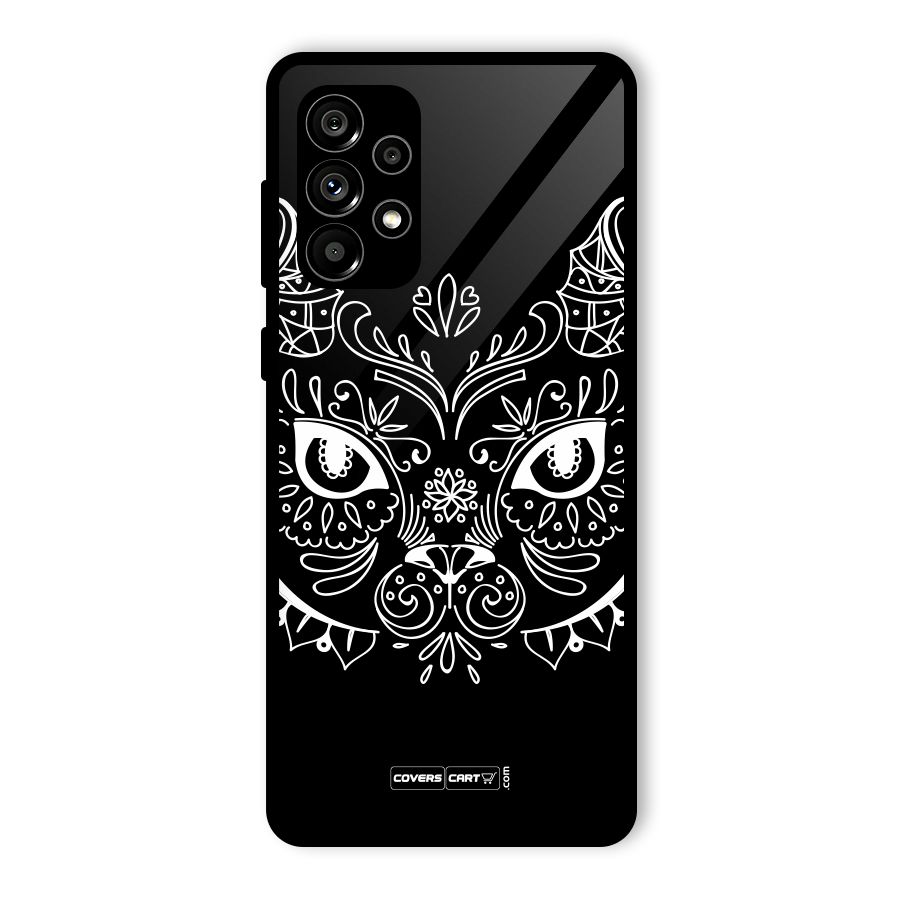 Ethnic Cat Design Glass Back Case for Galaxy A73 5G