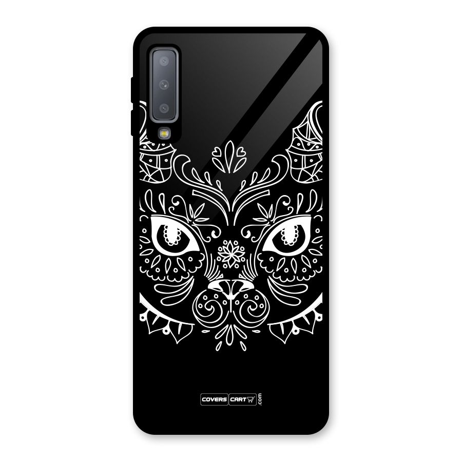 Ethnic Cat Design Glass Back Case for Galaxy A7 (2018)