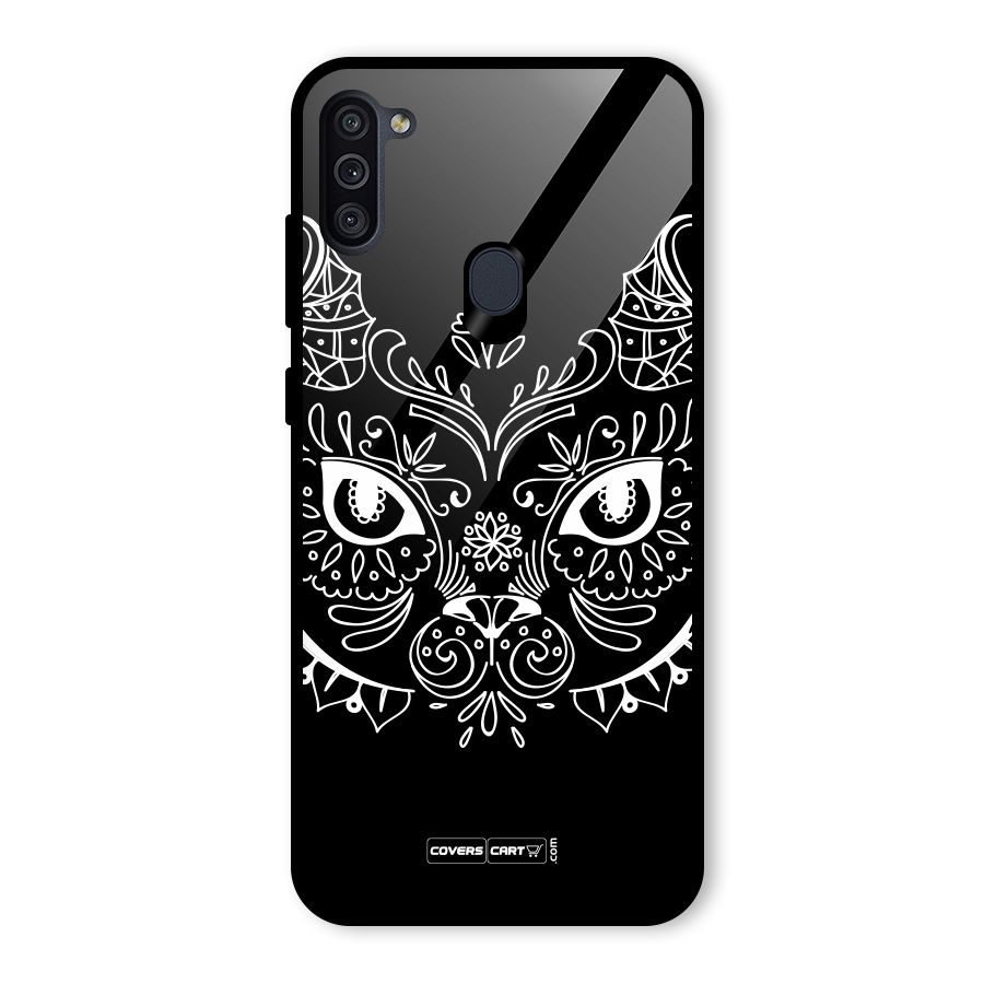 Ethnic Cat Design Glass Back Case for Galaxy M11