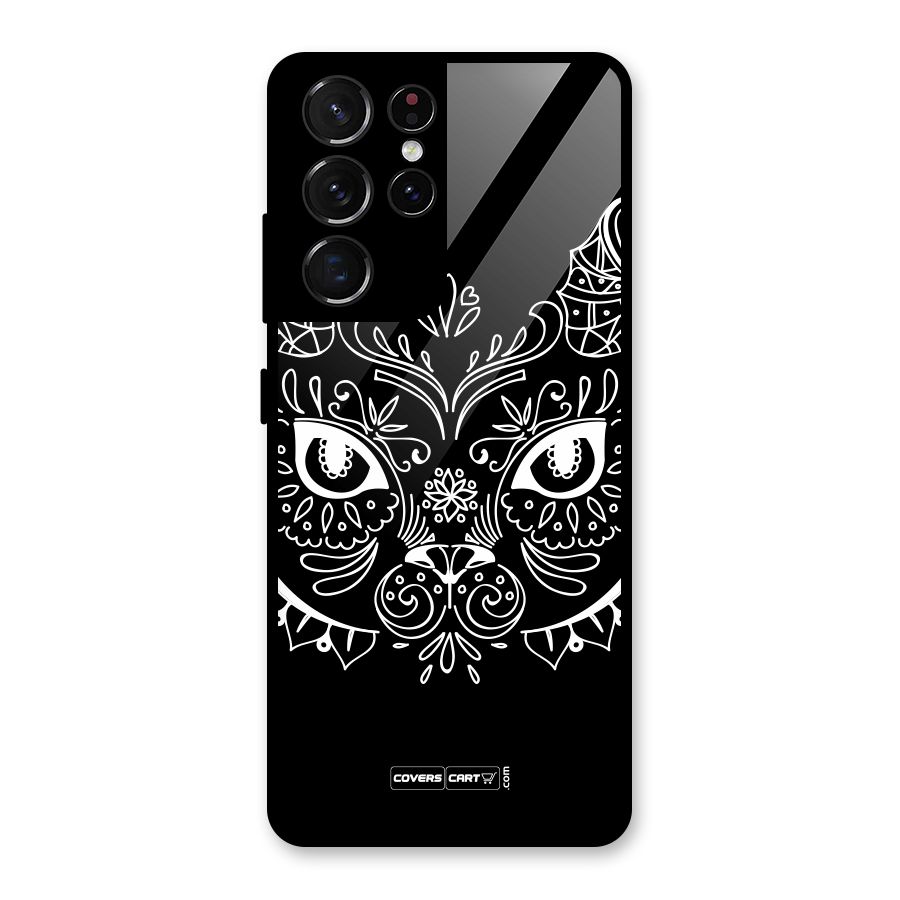 Ethnic Cat Design Glass Back Case for Galaxy S21 Ultra 5G