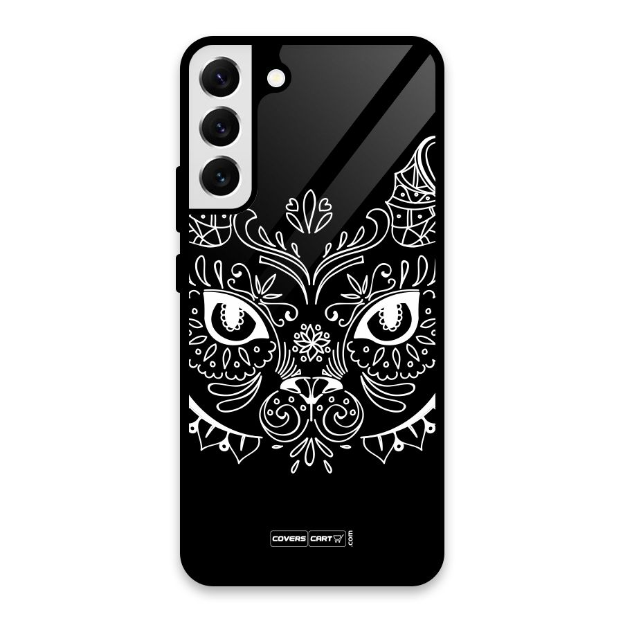 Ethnic Cat Design Glass Back Case for Galaxy S22 Plus 5G