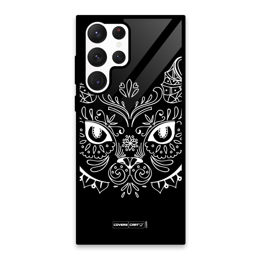 Ethnic Cat Design Glass Back Case for Galaxy S22 Ultra 5G