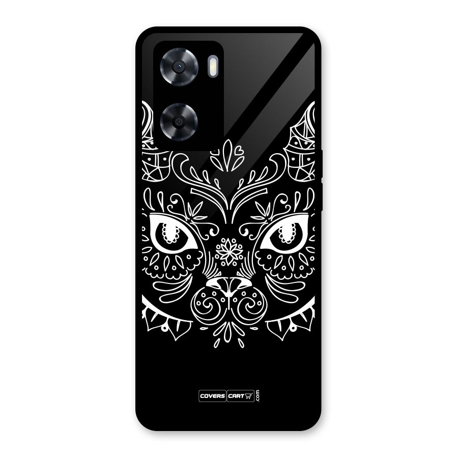 Ethnic Cat Design Glass Back Case for Oppo A57 2022