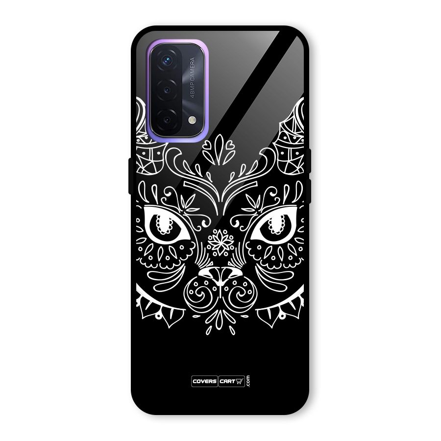 Ethnic Cat Design Glass Back Case for Oppo A74 5G